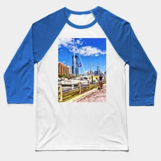 Jersey City NJ - Bicycling Along Liberty Landing Marina Baseball T-Shirt